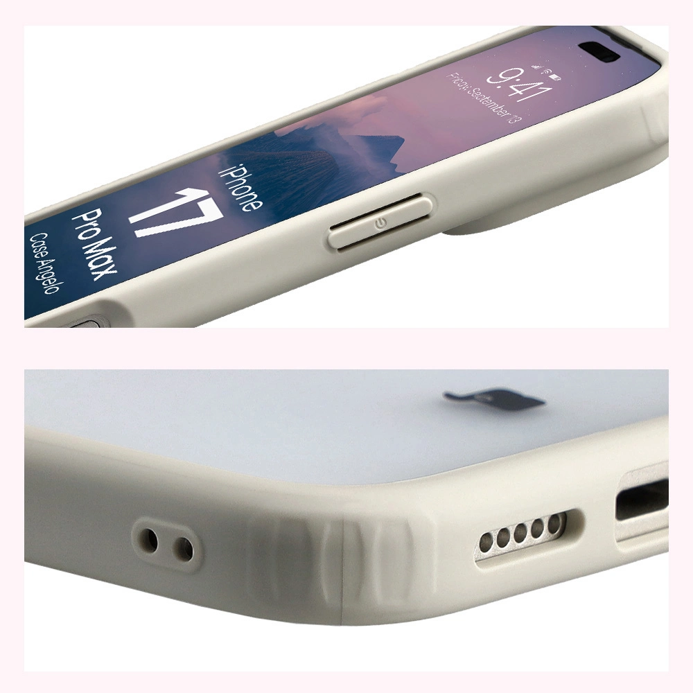 Colțuri întărite și margini ridicate ale ecranului în etui Bizon Case Angelo pentru Apple iPhone 17 Pro Max