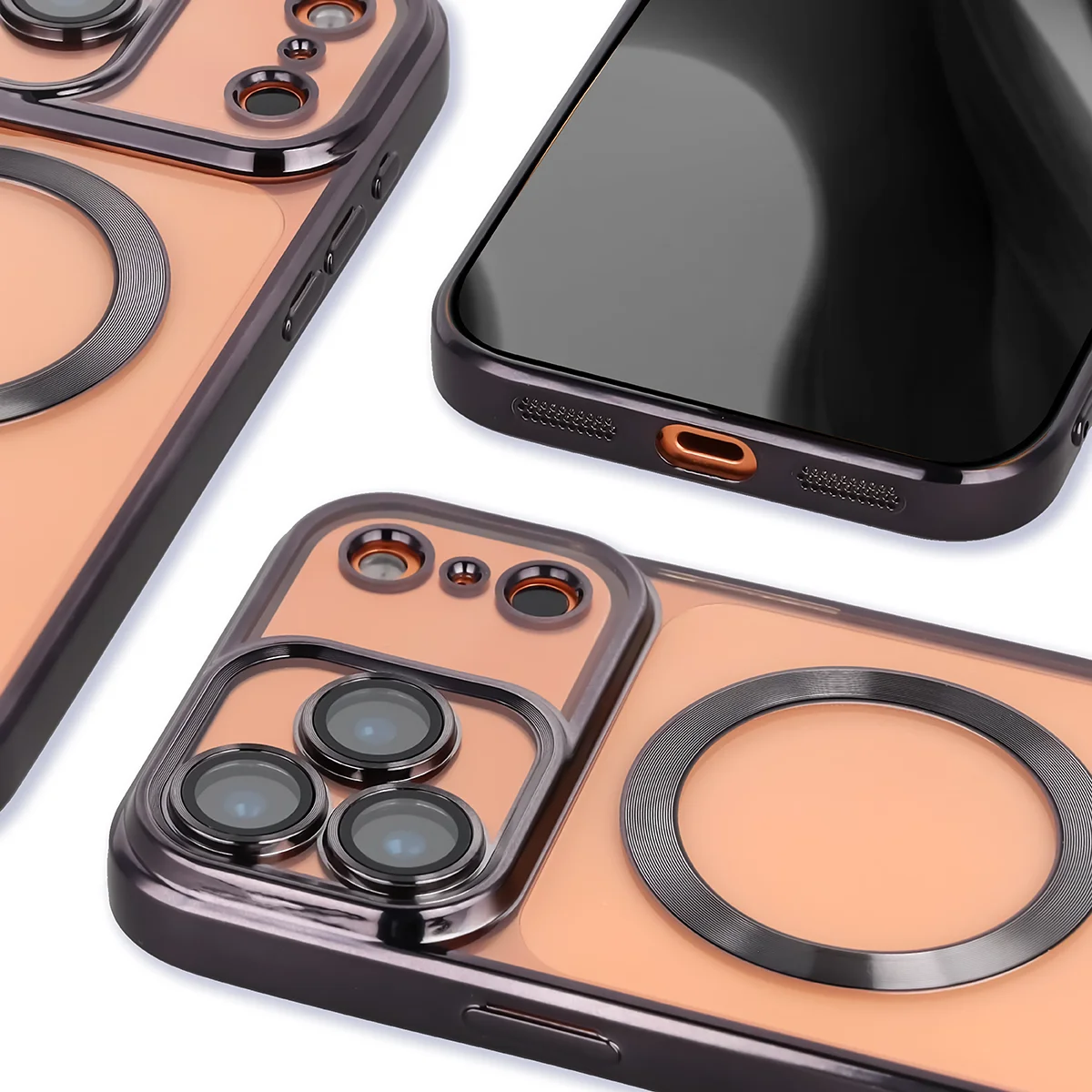 Zbliżenie na wbudowaną ochronę aparatu w Bizon Case GuardO do Apple iPhone 17 Pro Max