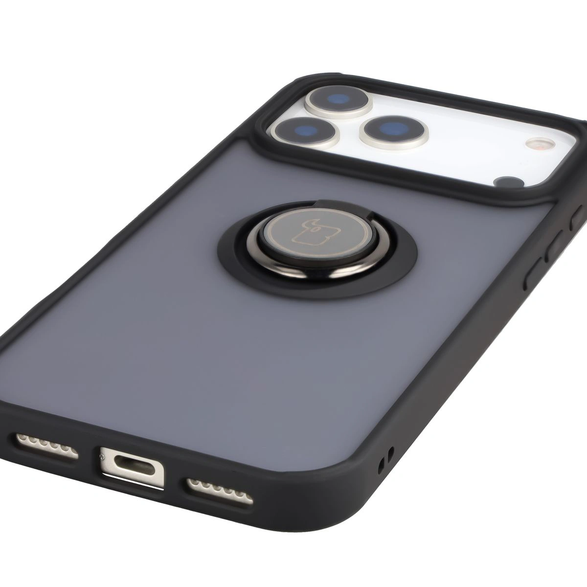 Precyzyjne wycięcia, zintegrowane osłony oraz wycięcie na smyczkę w etui Bizon Case Hybrid Ring do Apple iPhone 17 Pro Max