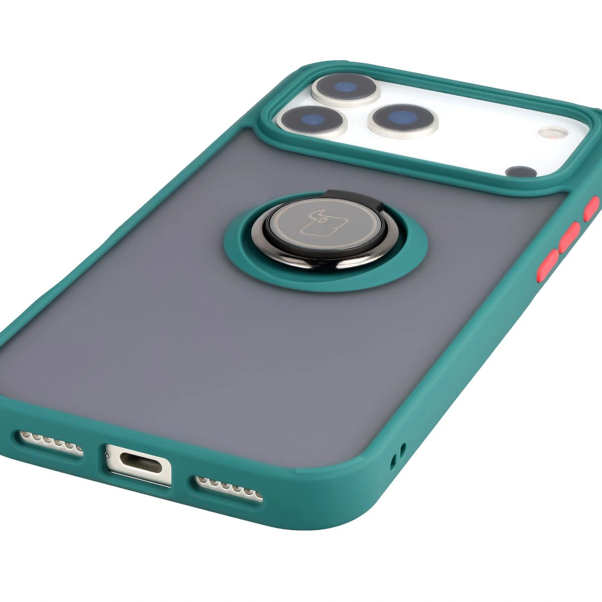 Precyzyjne wycięcia, zintegrowane osłony oraz wycięcie na smyczkę w etui Bizon Case Hybrid Ring do Apple iPhone 17 Pro Max