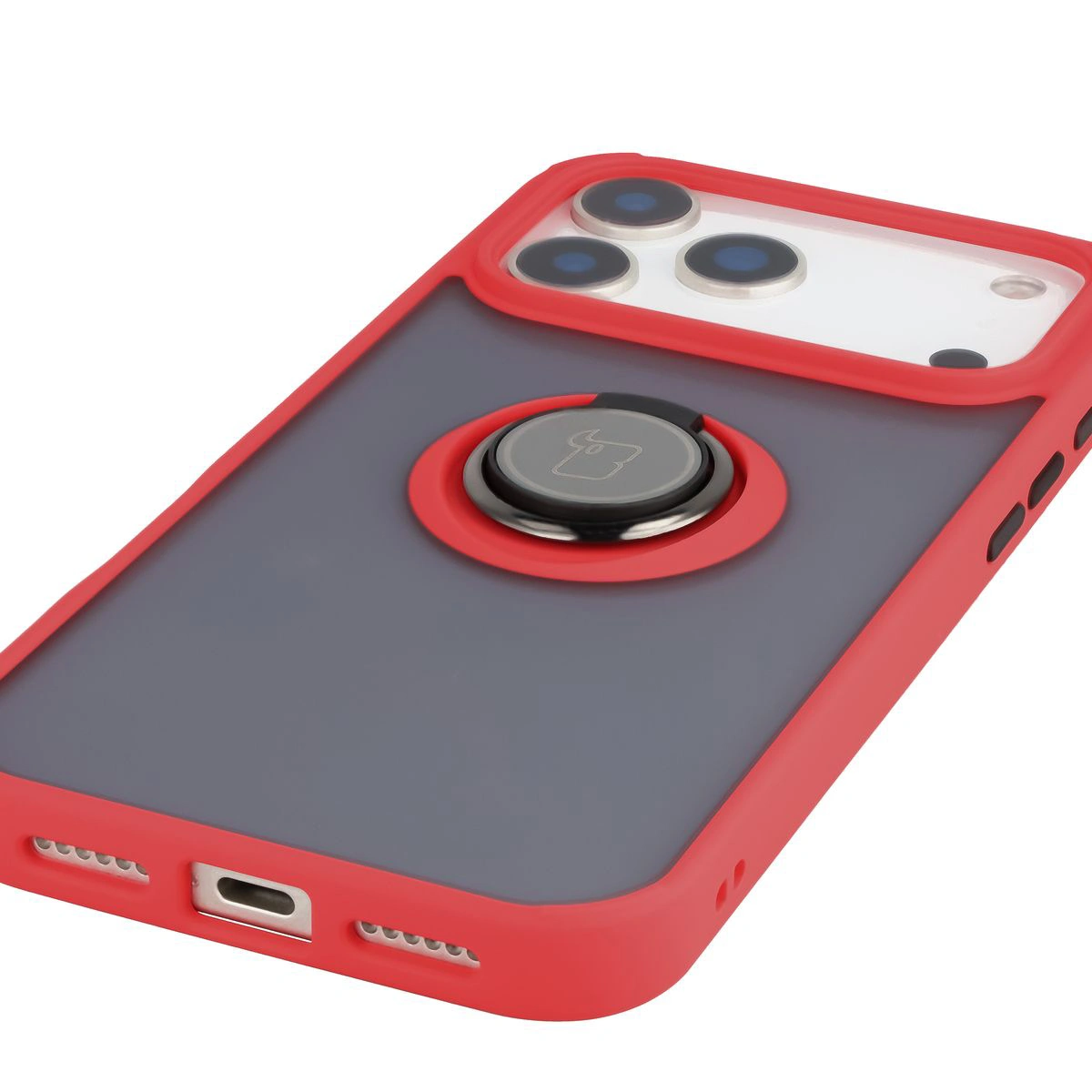 Precyzyjne wycięcia, zintegrowane osłony oraz wycięcie na smyczkę w etui Bizon Case Hybrid Ring do Apple iPhone 17 Pro Max