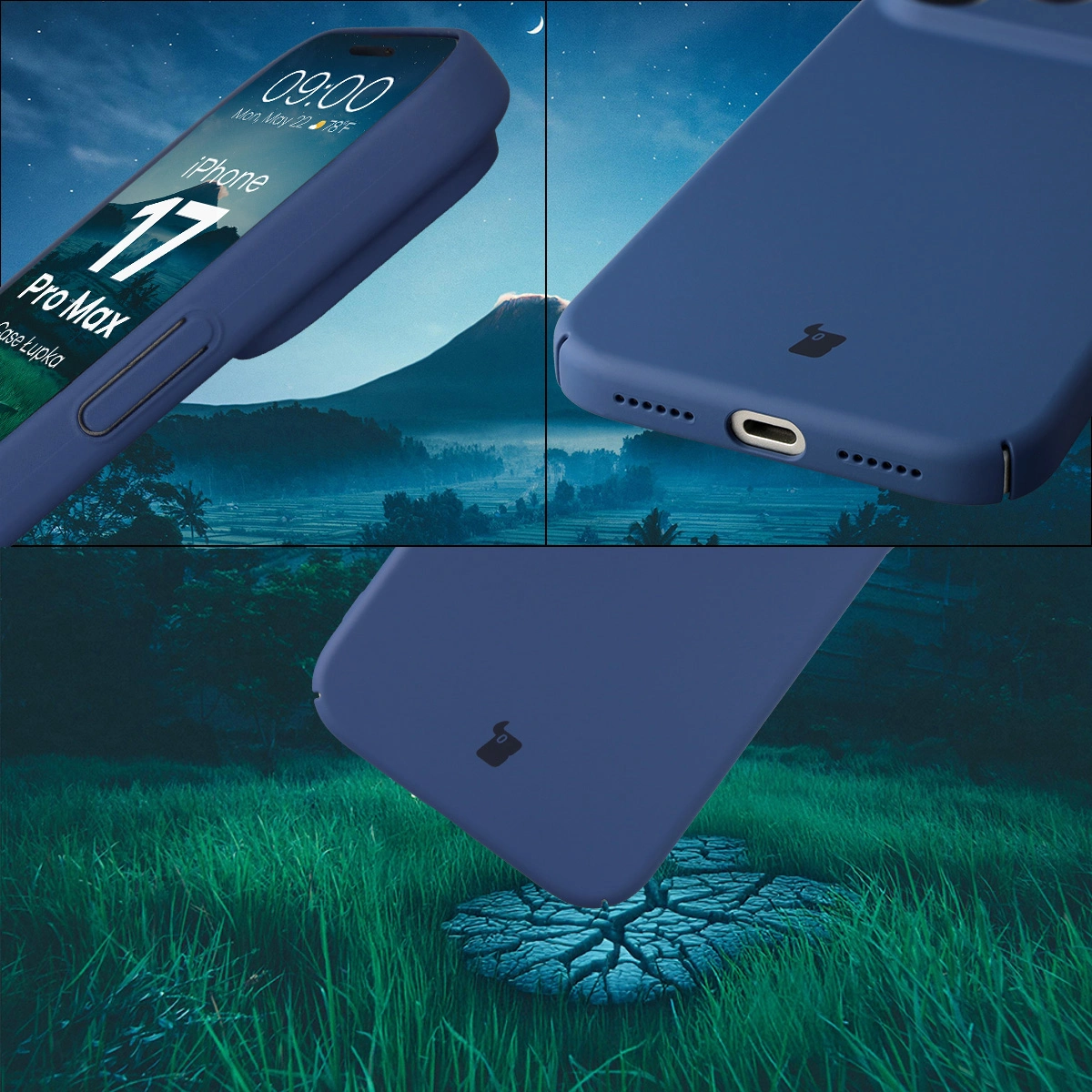 Protecții integrate pentru butoane, decupaje și material dur al etui-ului Bizon Case Łupka pentru Apple iPhone 17 Pro Max