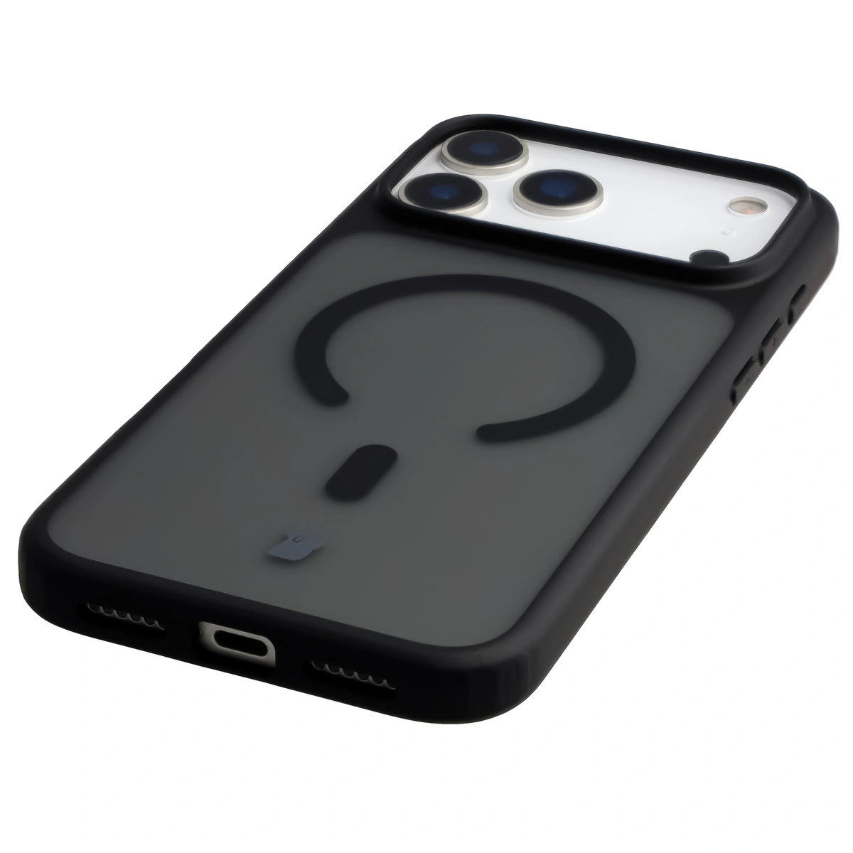 Zintegrowane przyciski, wycięcia i hybrydowy materiał w etui Bizon Case MatteO do Apple iPhone 17 Pro Max
