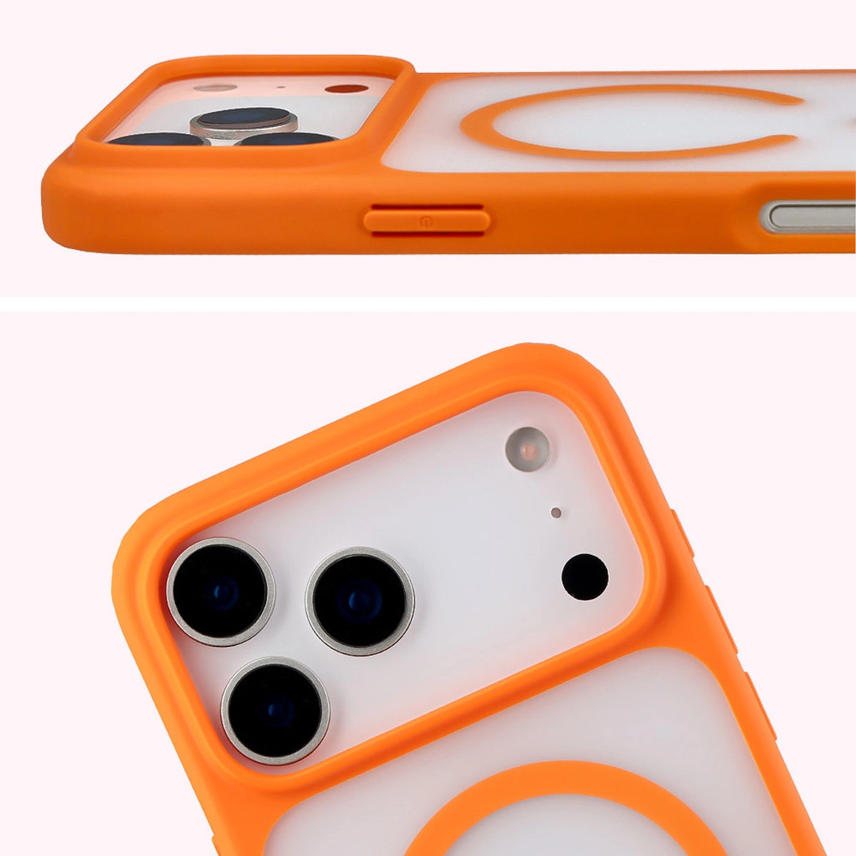 Pełne wycięcie i podwyższone krawędzie aparatu w etui Bizon Case MatteO do Apple iPhone 17 Pro Max