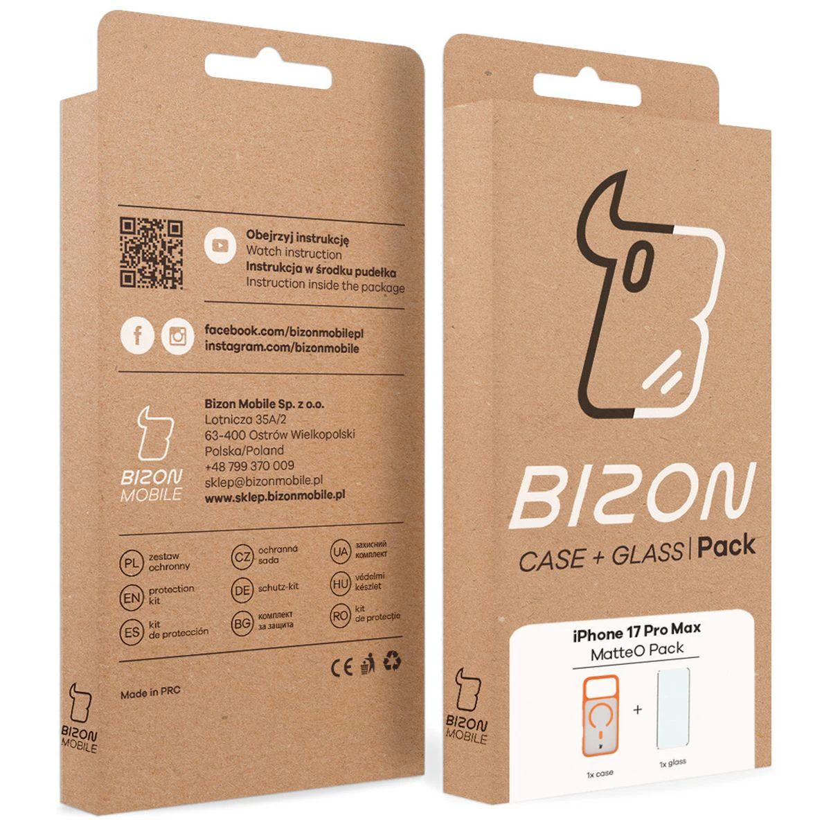 Kraftowe pudełko Bizon Case Matteo Pack z dedykowaną etykietą do Apple iPhone 17 Pro Max