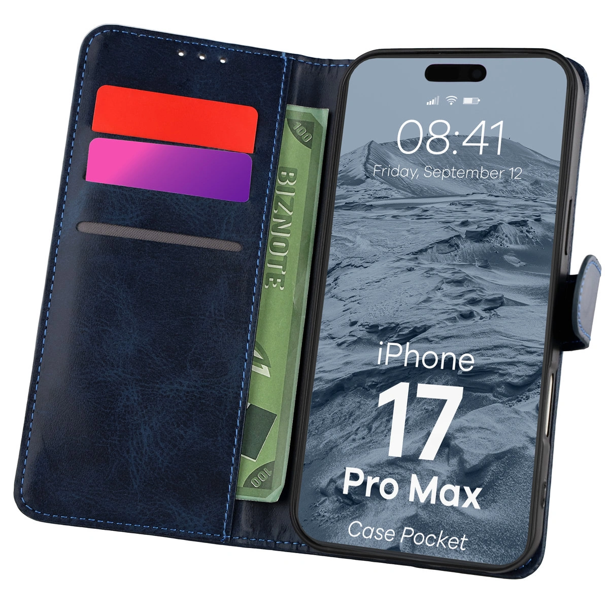 Etui z klapką z miejscem na karty Bizon Case Pocket do Apple iPhone 17 Pro Max