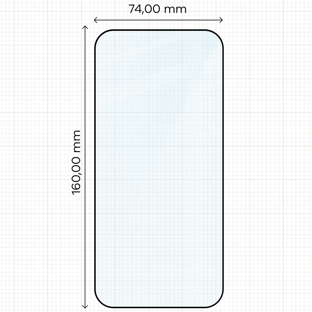 Glass dimensions on a ruler for Apple iPhone 17 Pro Max