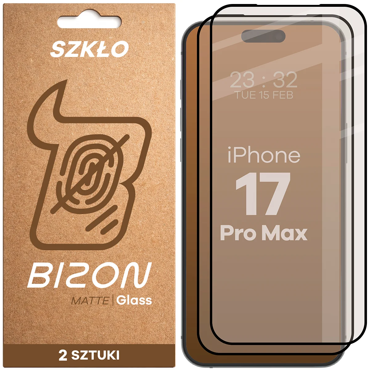 Szkło matowe na ekran Bizon Glass Matte Duo do Apple iPhone 17 Pro Max, 2 sztuki