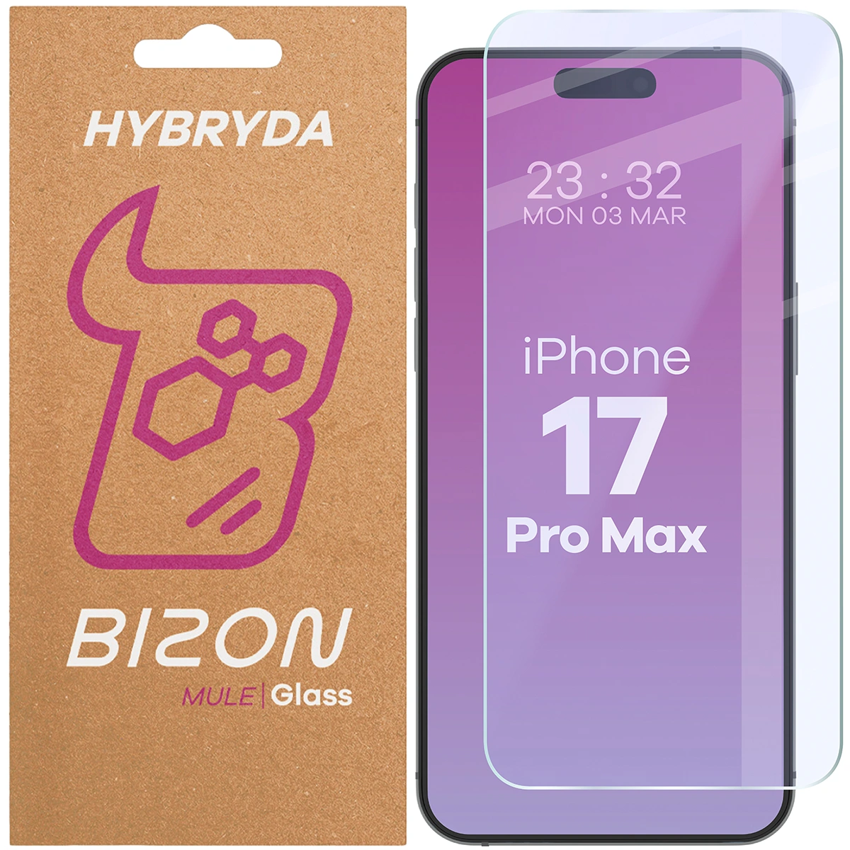 Szkło hybrydowe na ekran Bizon Glass Mule do Apple iPhone 17 Pro Max