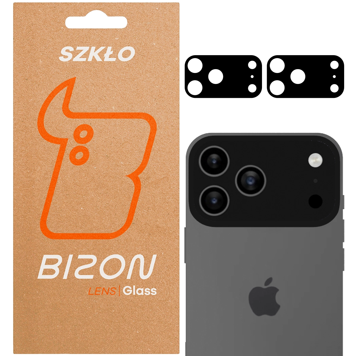 Pudełko i 2 sztuki szkła na aparat Bizon Glass Lens do Apple iPhone 17 Pro Maxi