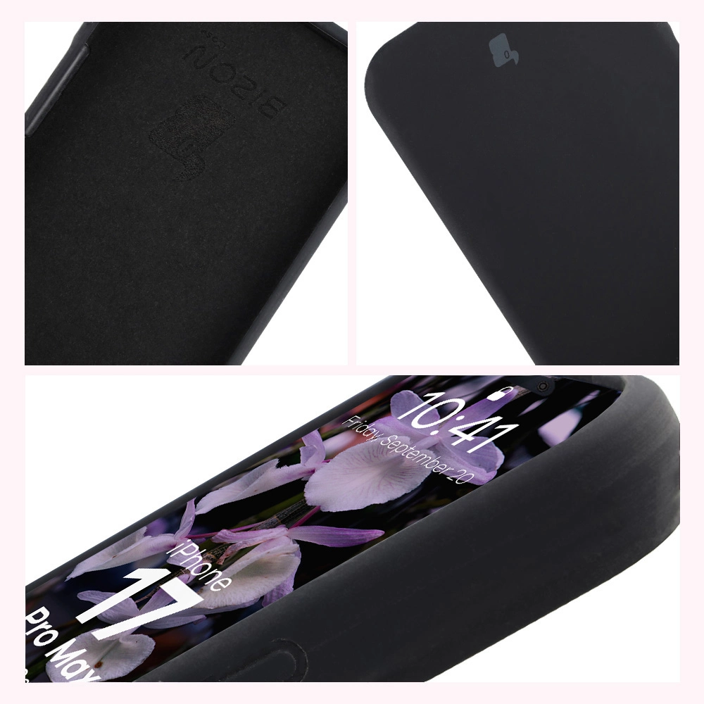 Konstrukcja etui Bizon Soft Case: zintegrowane osłony, podwyższone krawędzie i wyściółka z mikrofibry do Apple iPhone 17 Pro Max