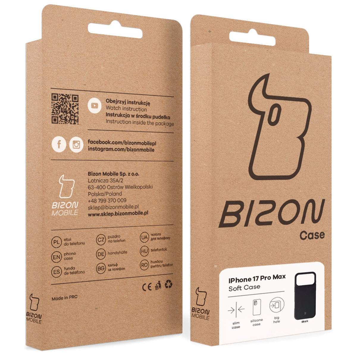 Kraftowe pudełko Bizon Case z dedykowaną etykietą do Apple iPhone 17 Pro Max