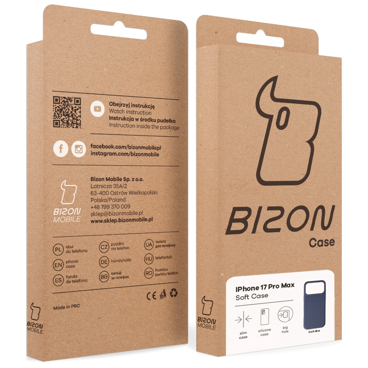 Kraftowe pudełko Bizon Case z dedykowaną etykietą do Apple iPhone 17 Pro Max