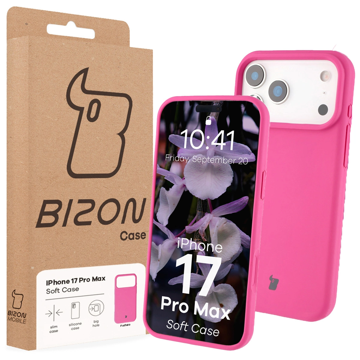 Front of the Bison Case box with a dedicated label for Apple iPhone 17 Pro Max