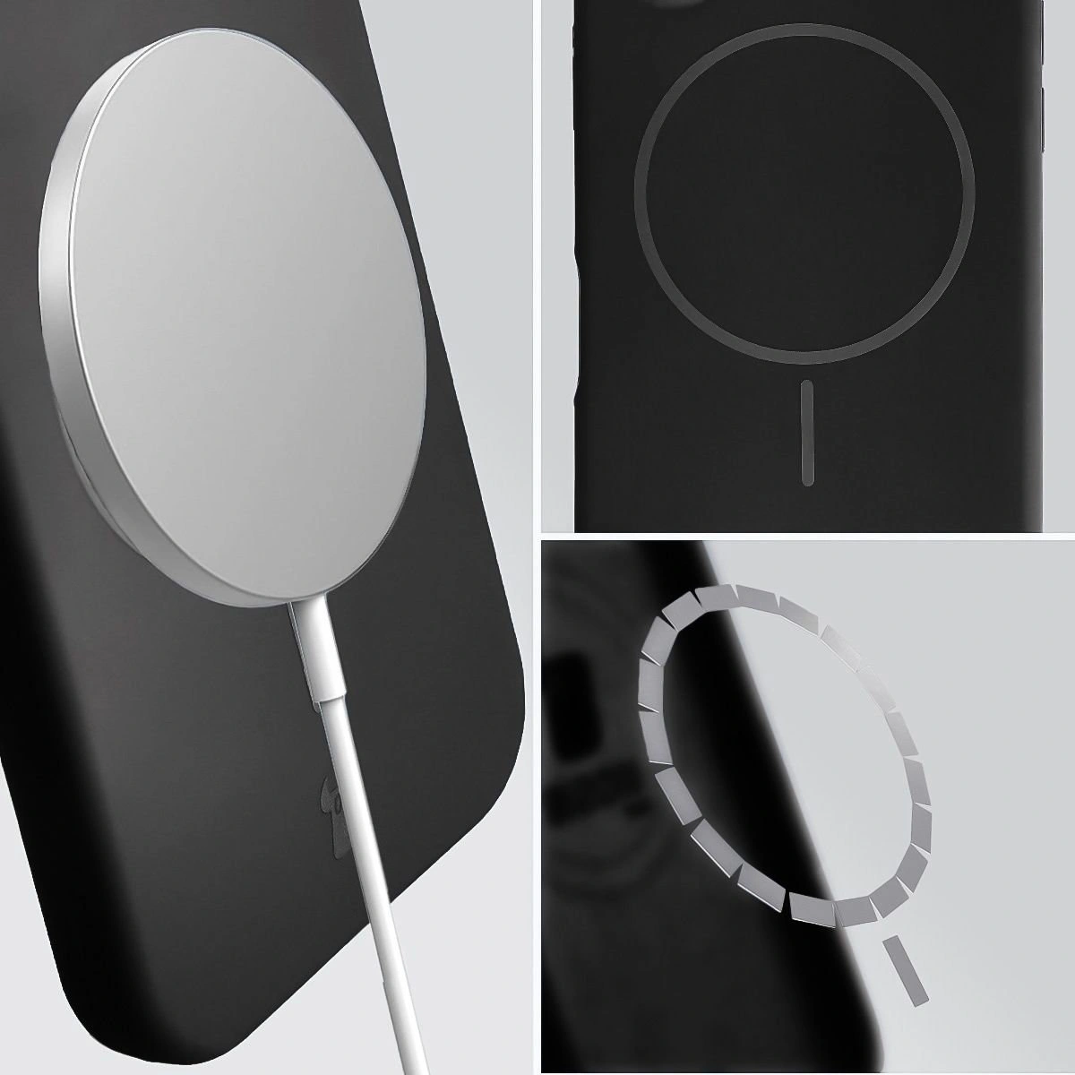 Magnetyczne ładowanie i pierścień MagSafe w etui Bizon Soft Case Magnetic do Apple iPhone 17 Pro Max