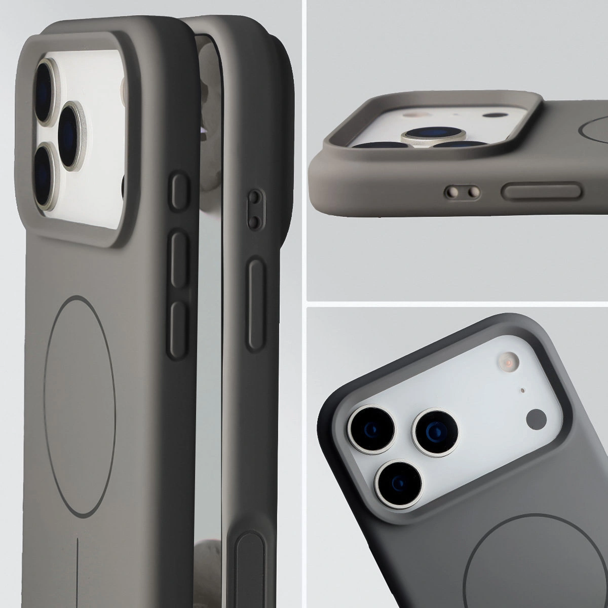 Zbliżenie na wycięcie na obiektywy w etui Bizon Soft Case do Apple iPhone 17 Pro Max