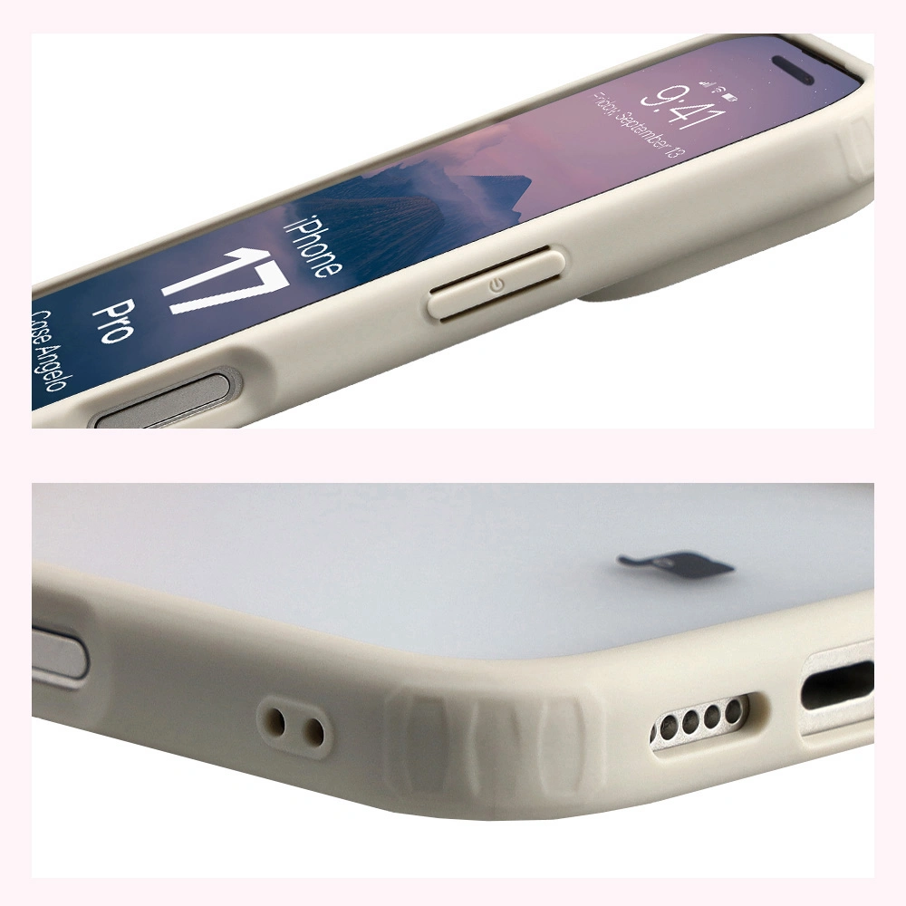 Colțuri întărite și margini ridicate ale ecranului în etui Bizon Case Angelo pentru Apple iPhone 17 Pro