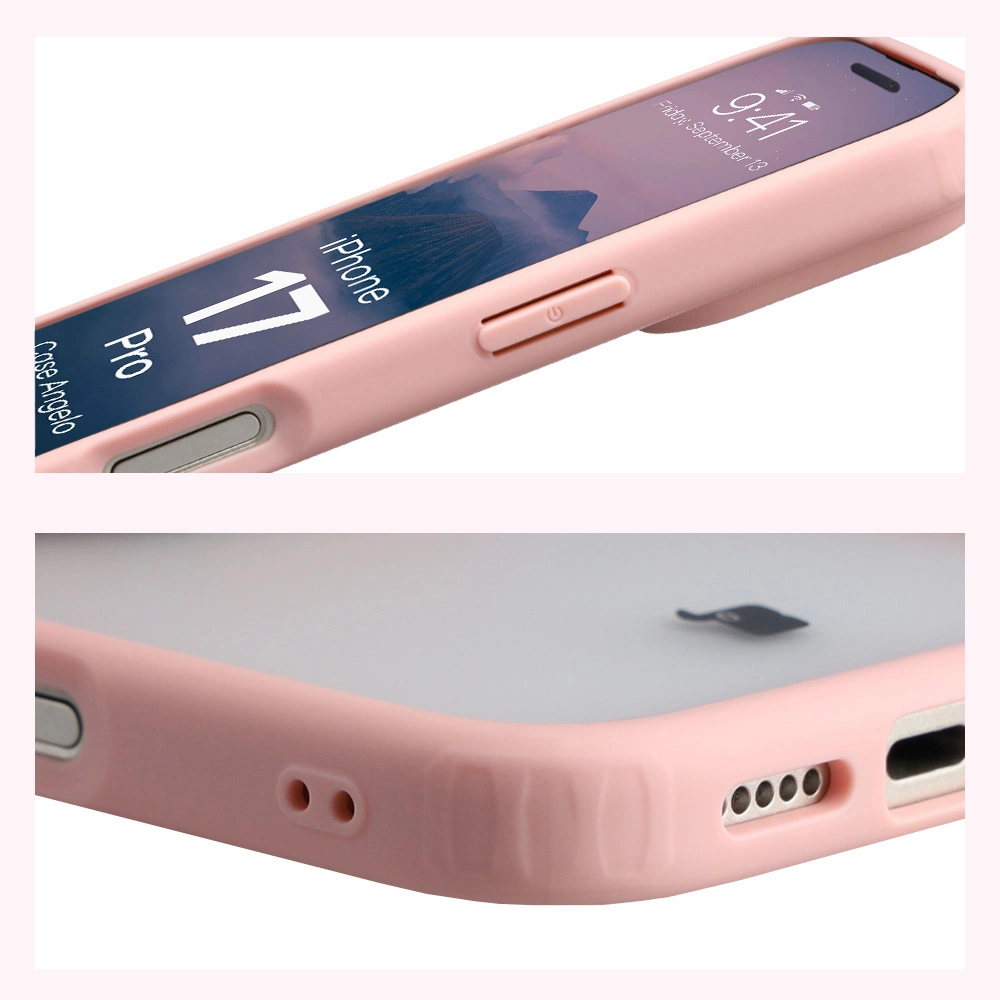 Colțuri întărite și margini ridicate ale ecranului în etui-ul Bizon Case Angelo pentru Apple iPhone 17 Pro