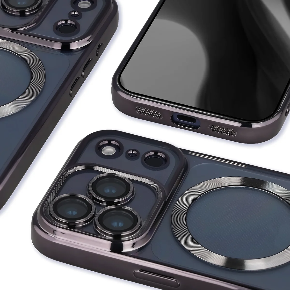 Close-up of the built-in camera protection in Bizon Case GuardO for Apple iPhone 17 Pro