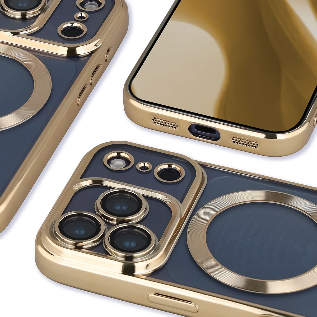 Zbliżenie na wbudowaną ochronę aparatu w Bizon Case GuardO do Apple iPhone 17 Pro