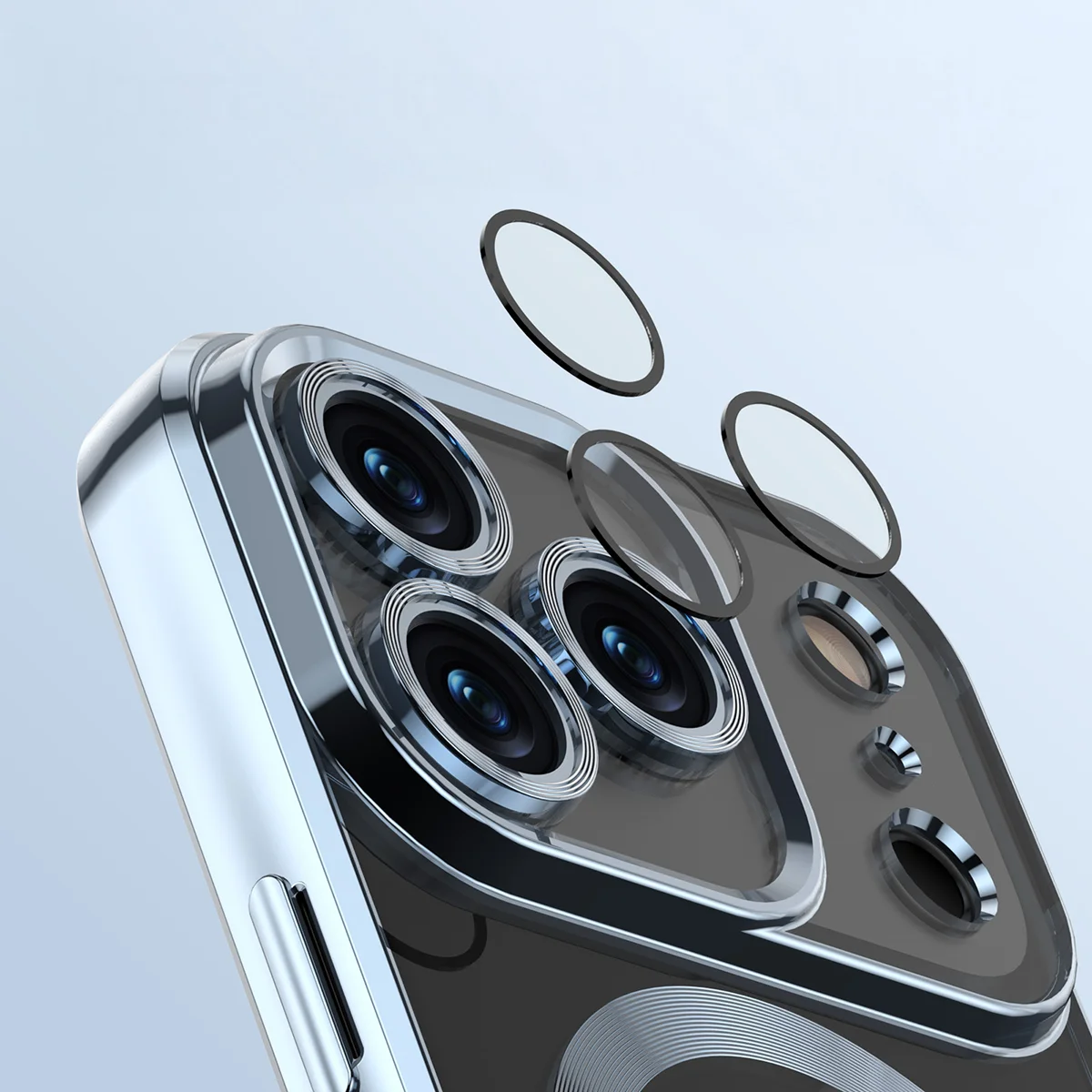 Metallic frame, raised edges, and integrated covers in Bizon Case GuardO for Apple iPhone 17 Pro