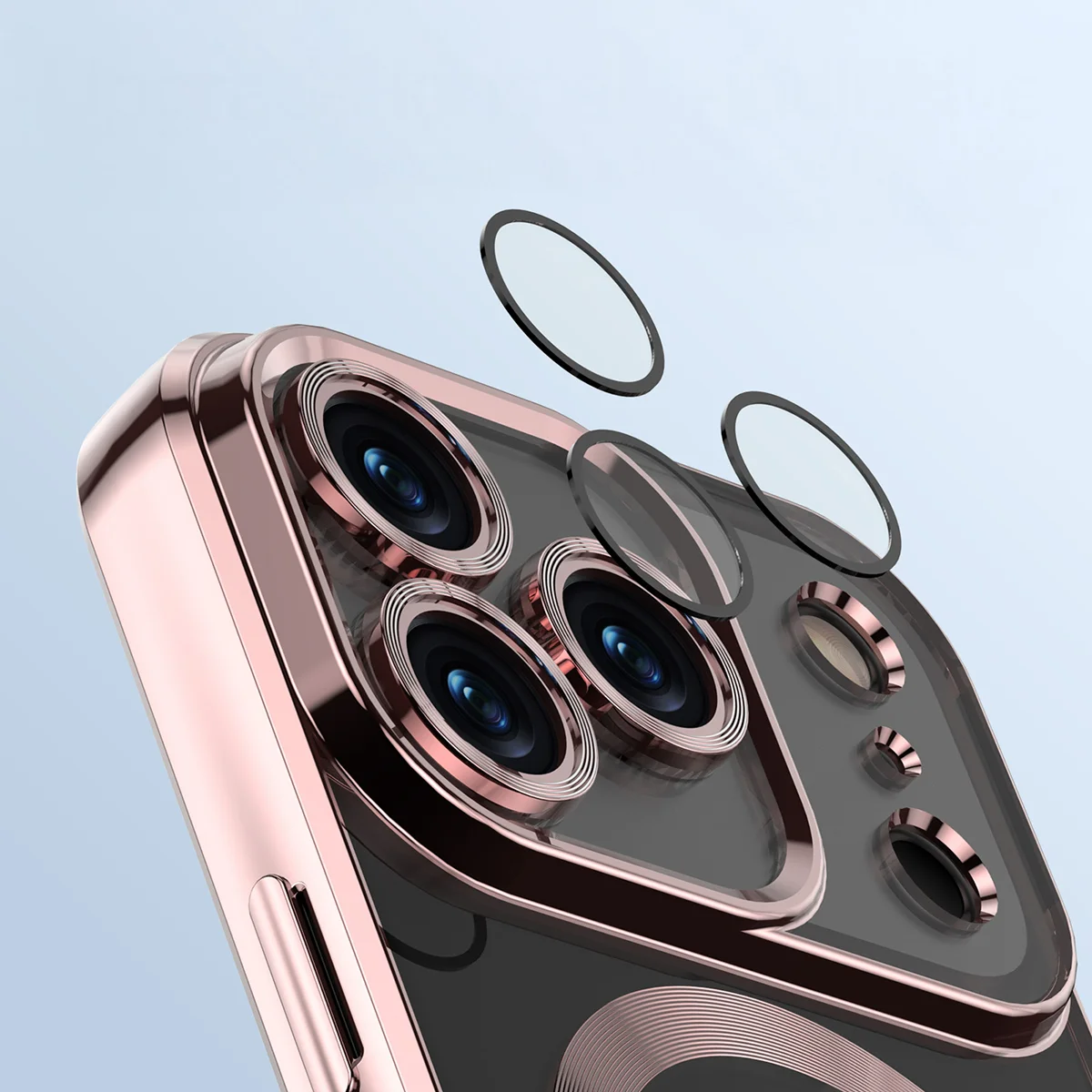Metallic frame, raised edges, and integrated covers in Bizon Case GuardO for Apple iPhone 17 Pro
