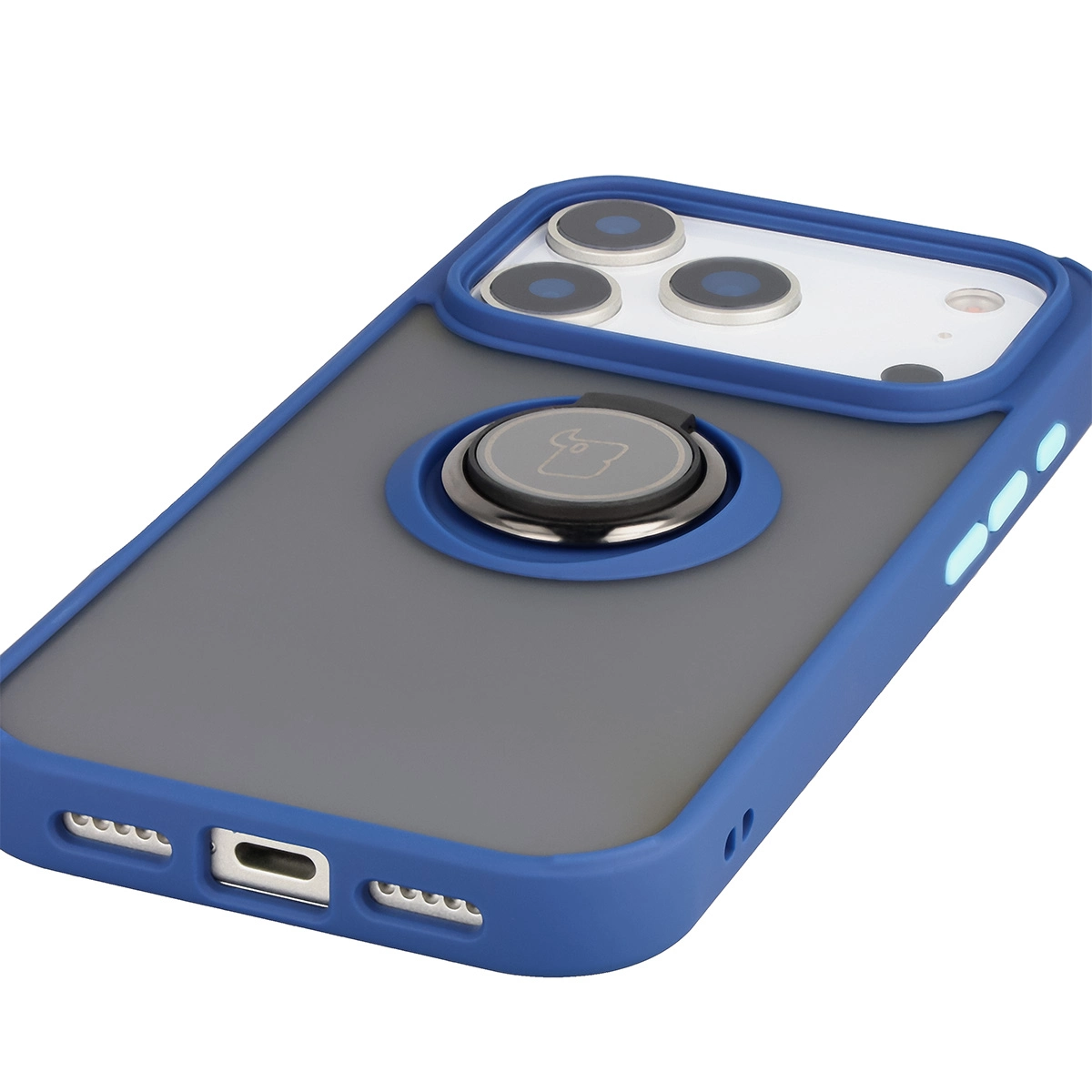 Precyzyjne wycięcia, zintegrowane osłony oraz wycięcie na smyczkę w etui Bizon Case Hybrid Ring do Apple iPhone 17 Pro