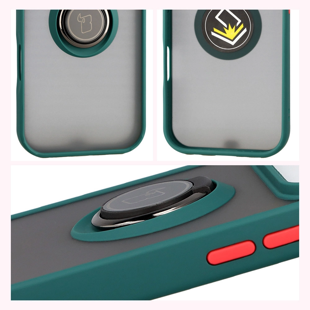 Właściwości Bizon Case Hybrid Ring do Apple iPhone 17 Pro: antypoślizgowa ramka i matowy design