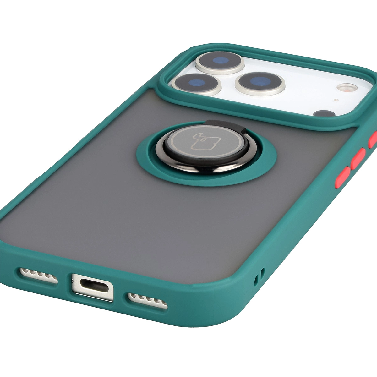Precyzyjne wycięcia, zintegrowane osłony oraz wycięcie na smyczkę w etui Bizon Case Hybrid Ring do Apple iPhone 17 Pro