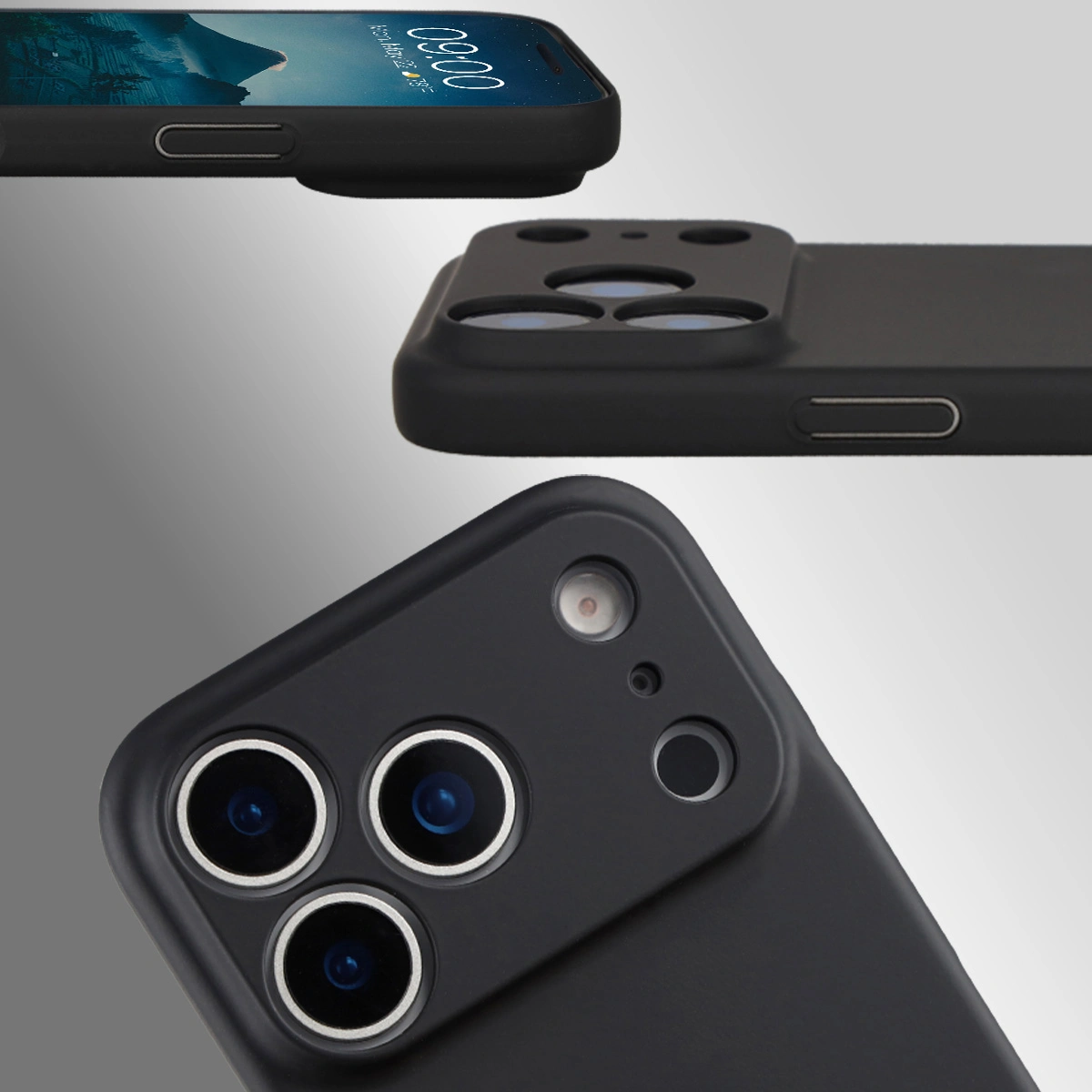 Dedicated cutouts and raised edges for the camera and screen in the Bizon Case Łupka for Apple iPhone 17 Pro