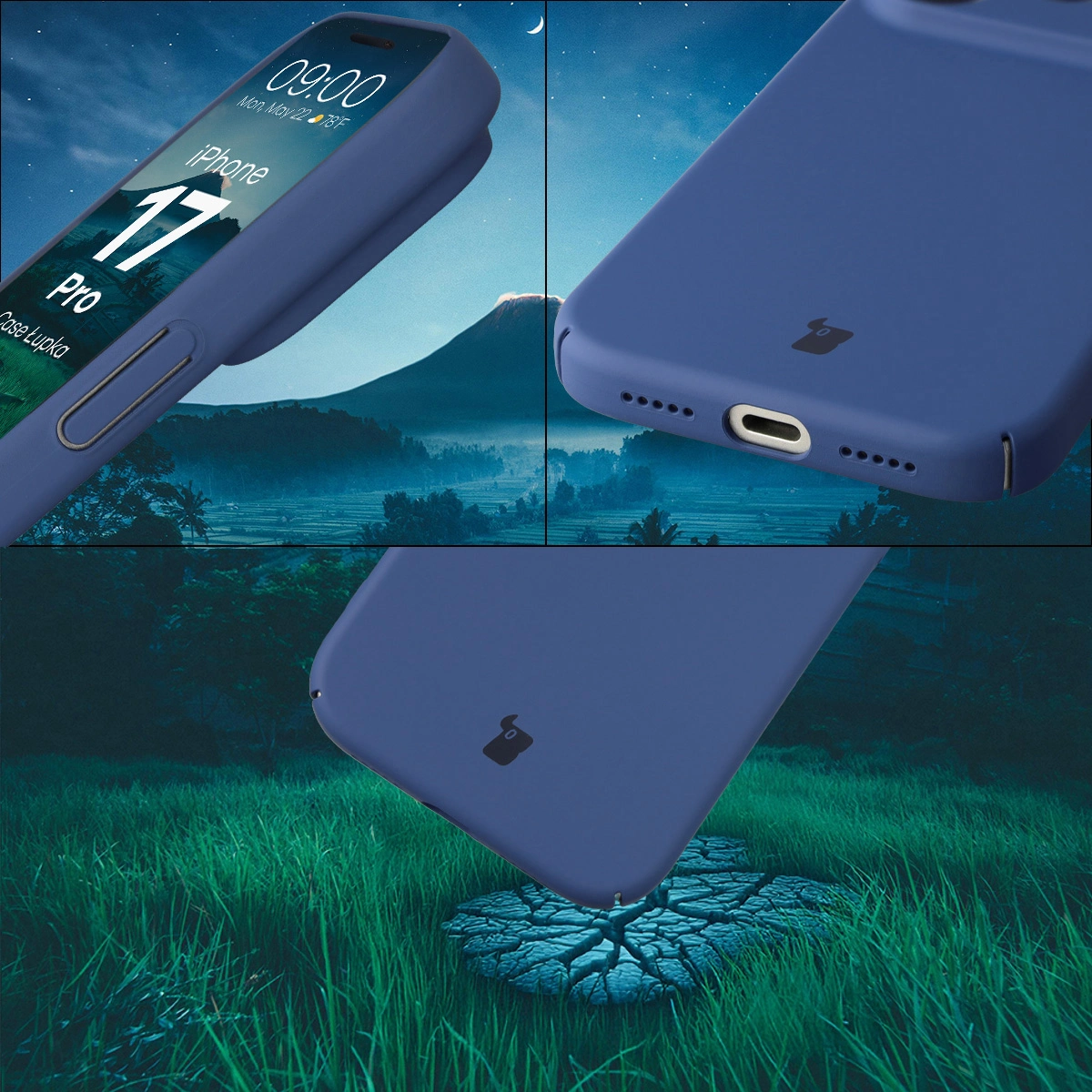 Protecții integrate pentru butoane, decupaje și material dur al etui-ului Bizon Case Łupka pentru Apple iPhone 17 Pro