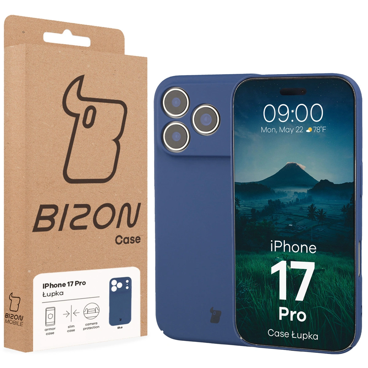 Față cutie Bizon Case cu etichetă dedicată pentru Apple iPhone 17 Pro
