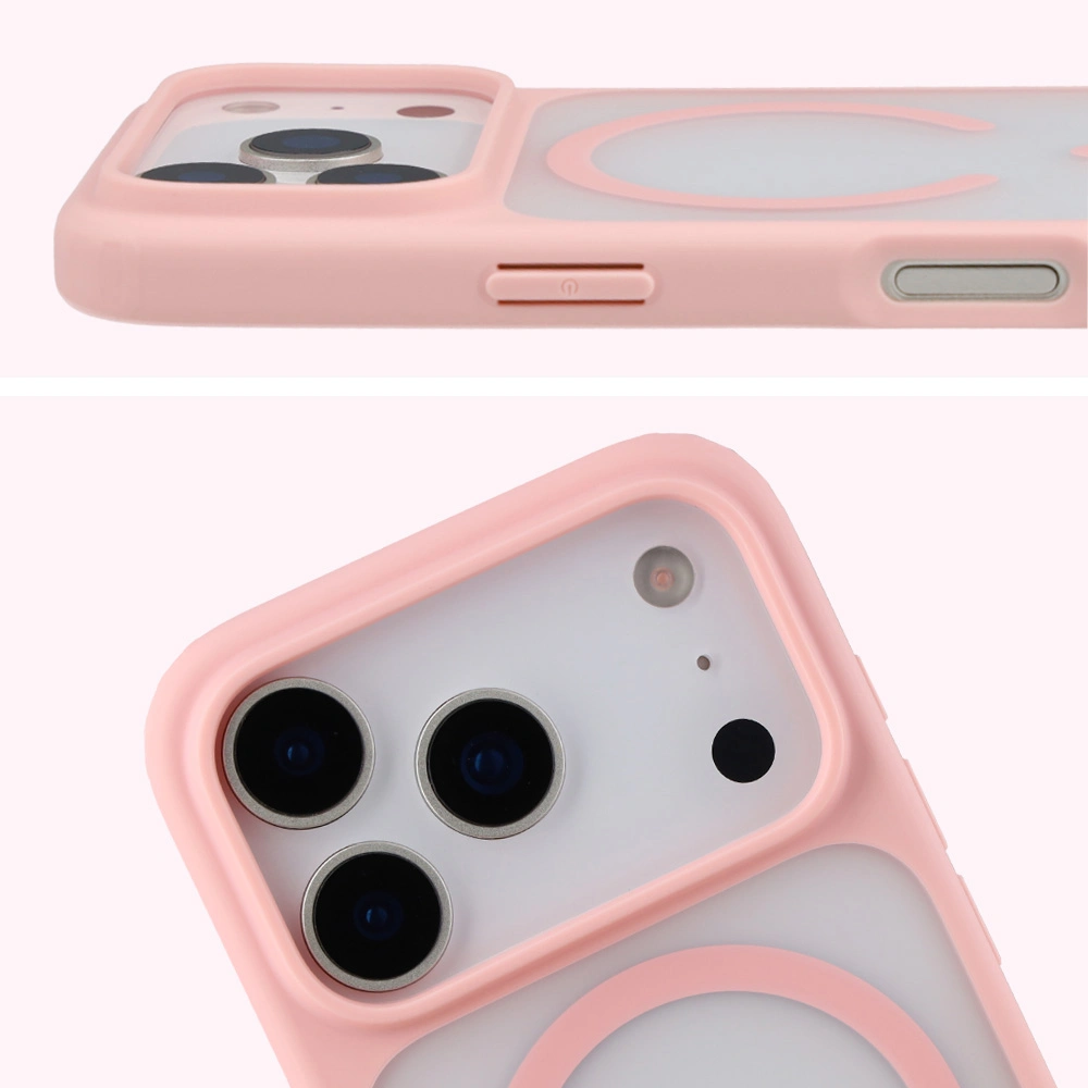 Pełne wycięcie i podwyższone krawędzie aparatu w etui Bizon Case MatteO do Apple iPhone 17 Pro