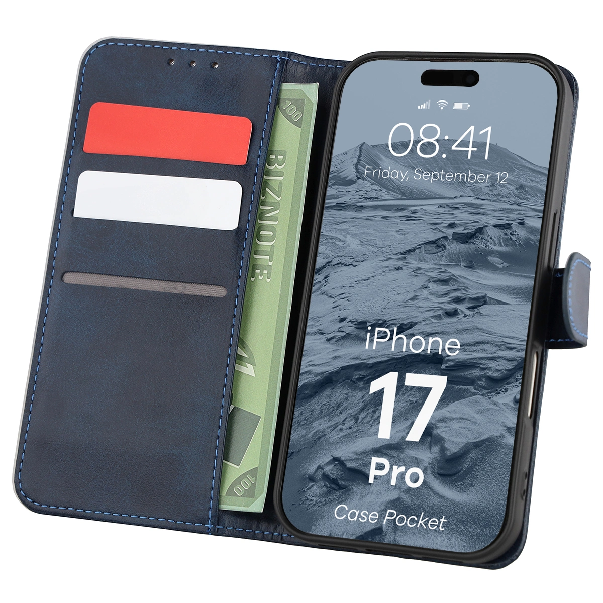 Etui z klapką z miejscem na karty Bizon Case Pocket do Apple iPhone 17 Pro