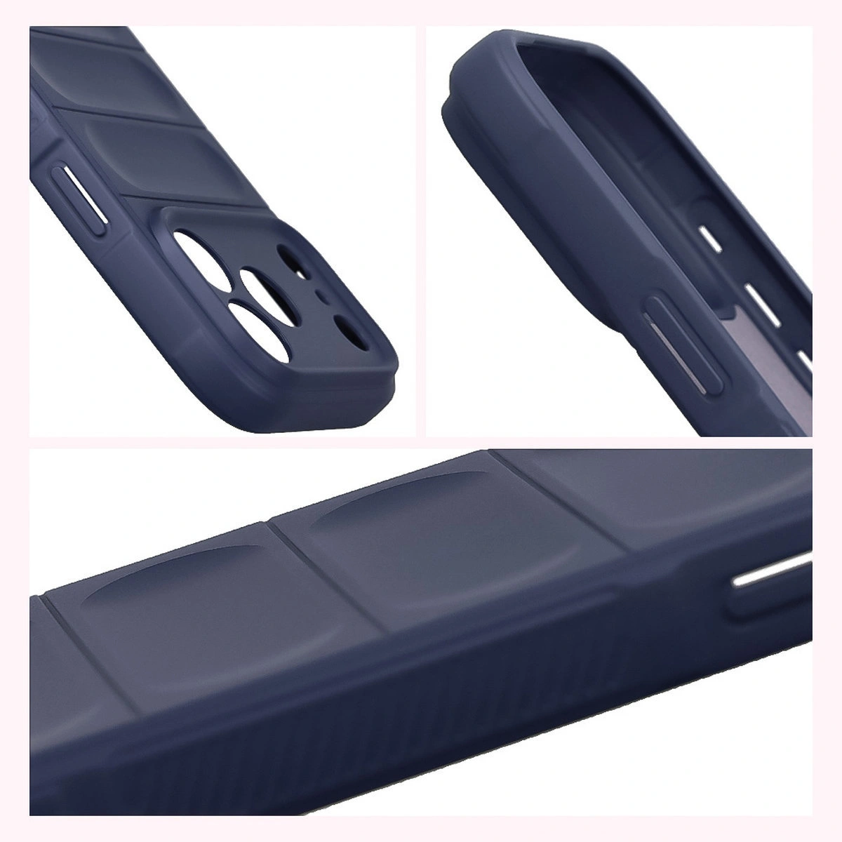 Teksturowane boki i podwyższone krawędzie ekranu i aparatu w etui Bizon Case Tur do Apple iPhone 17 Pro