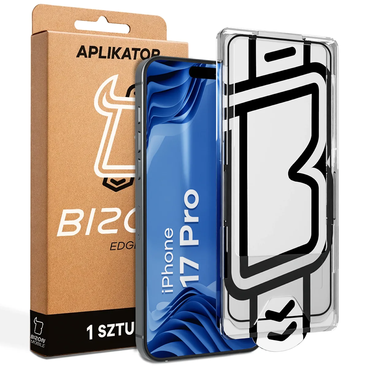 Sklo s aplikátorem Bizon Glass Aplikátor Edge pro Apple iPhone 17 Pro