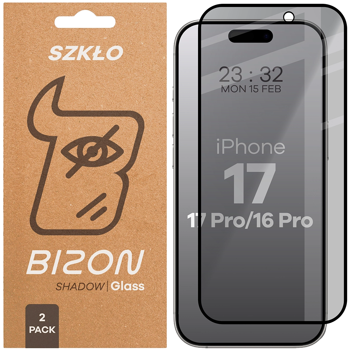 Szkło prywatyzujące Bizon Glass Edge Shadow Duo do Apple iPhone 17 / Apple iPhone 17 Pro / Apple iPhone 16 Pro