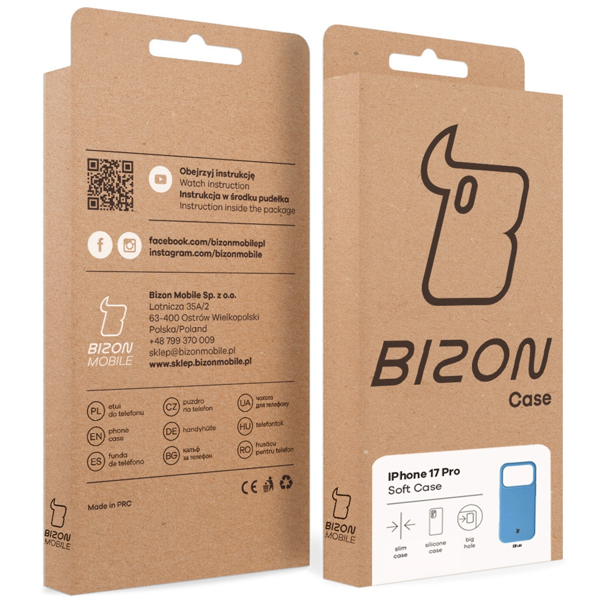 Kraftowe pudełko Bizon Case z dedykowaną etykietą do Apple iPhone 17 Pro