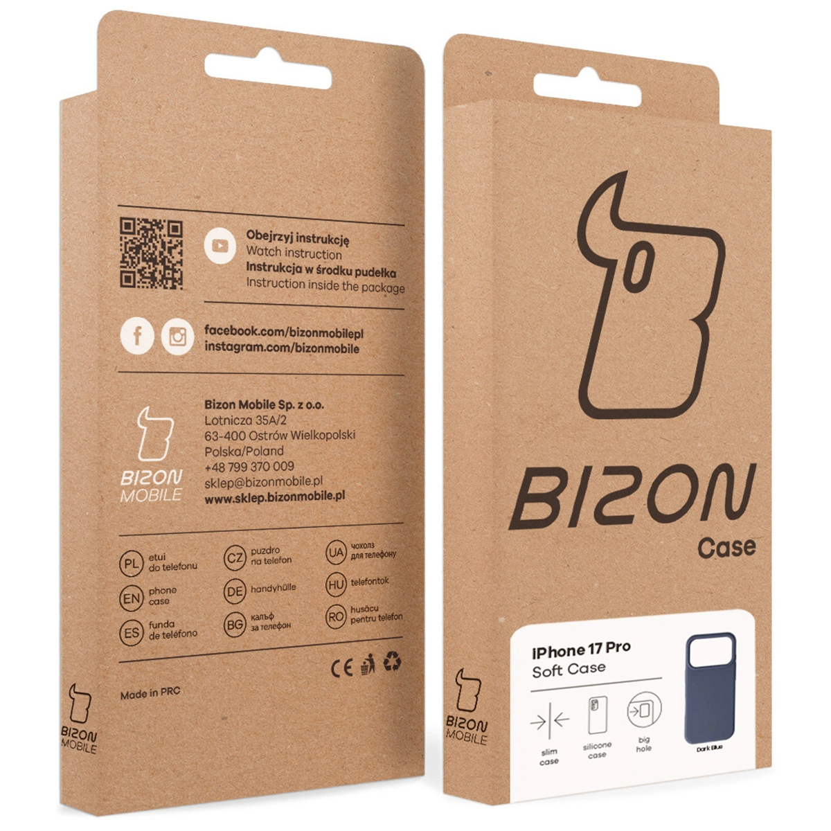 Kraftowe pudełko Bizon Case z dedykowaną etykietą do Apple iPhone 17 Pro