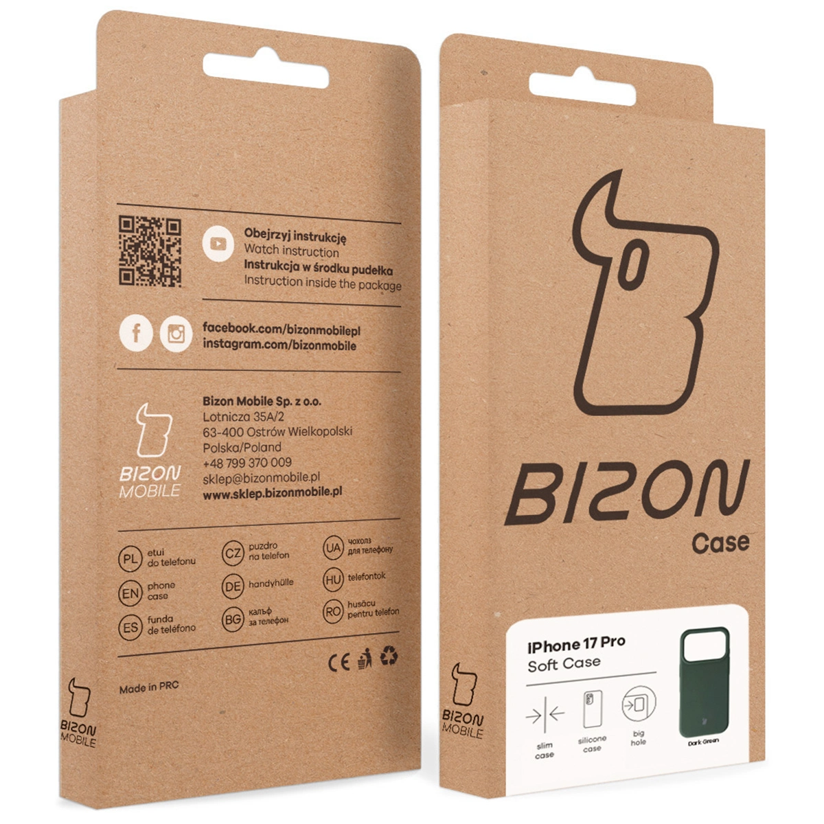 Kraftowe pudełko Bizon Case z dedykowaną etykietą do Apple iPhone 17 Pro