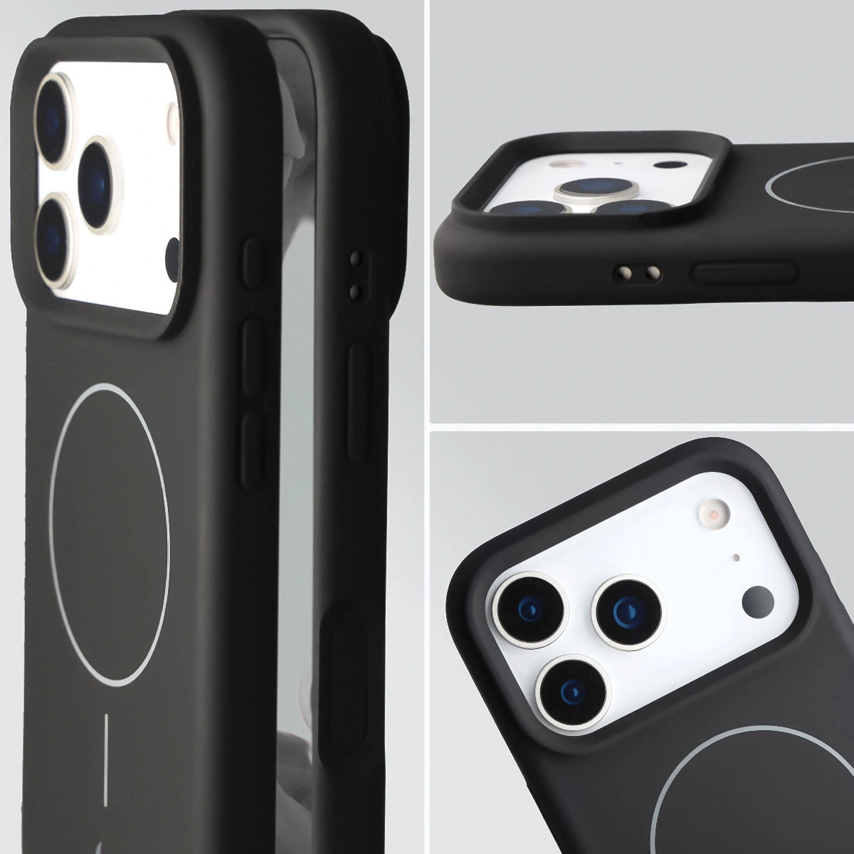 Zbliżenie na wycięcie na obiektywy w etui Bizon Soft Case do Apple iPhone 17 Pro