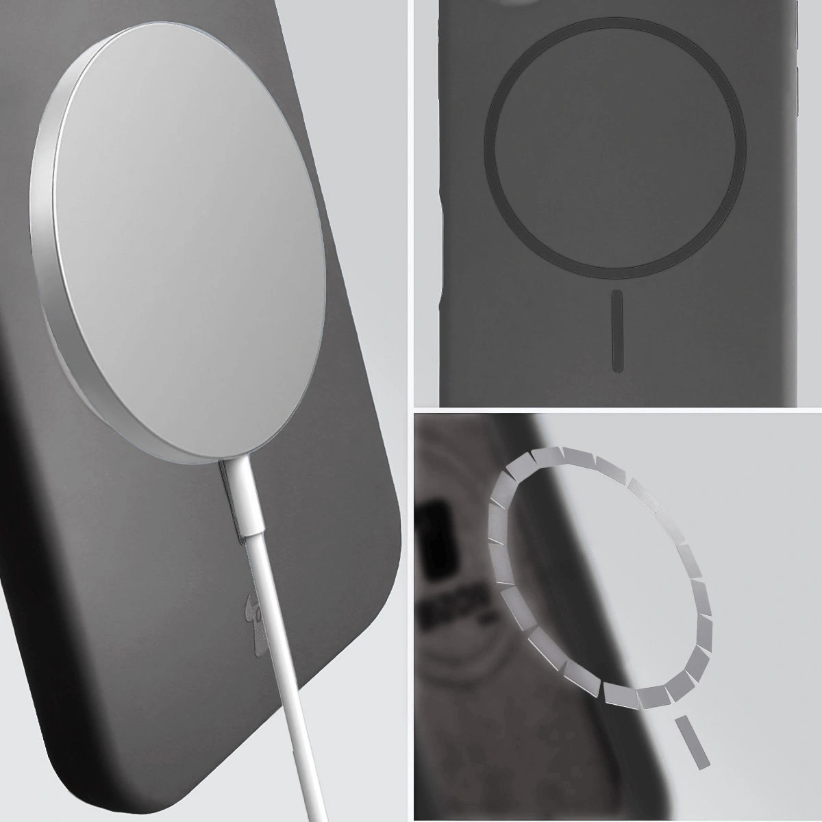 Magnetyczne ładowanie i pierścień MagSafe w etui Bizon Soft Case Magnetic do Apple iPhone 17 Pro
