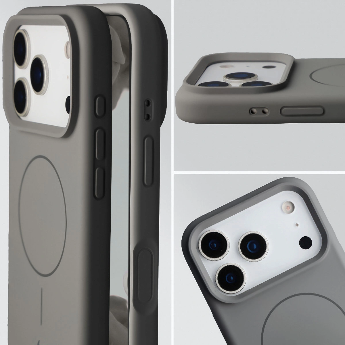 Zbliżenie na wycięcie na obiektywy w etui Bizon Soft Case do Apple iPhone 17 Pro