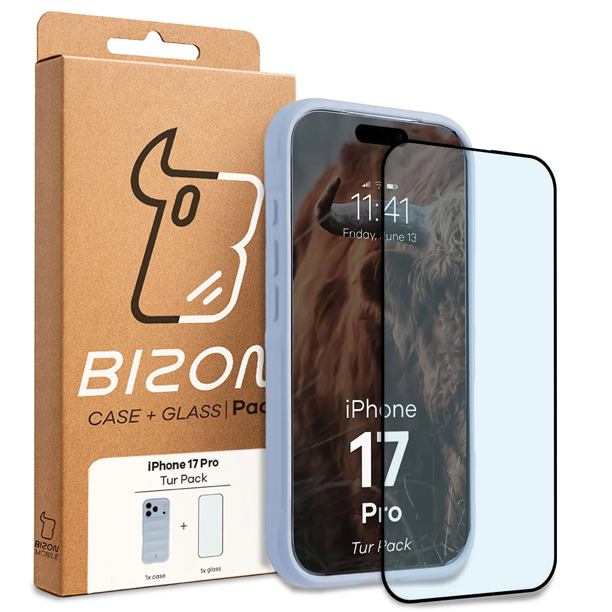 Front of the Bison Tur Pack box with a dedicated label for Apple iPhone 17 Pro