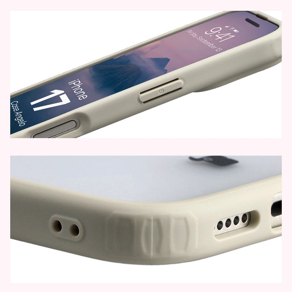 Colțuri întărite și margini ridicate ale ecranului în etui Bizon Case Angelo pentru Apple iPhone 17