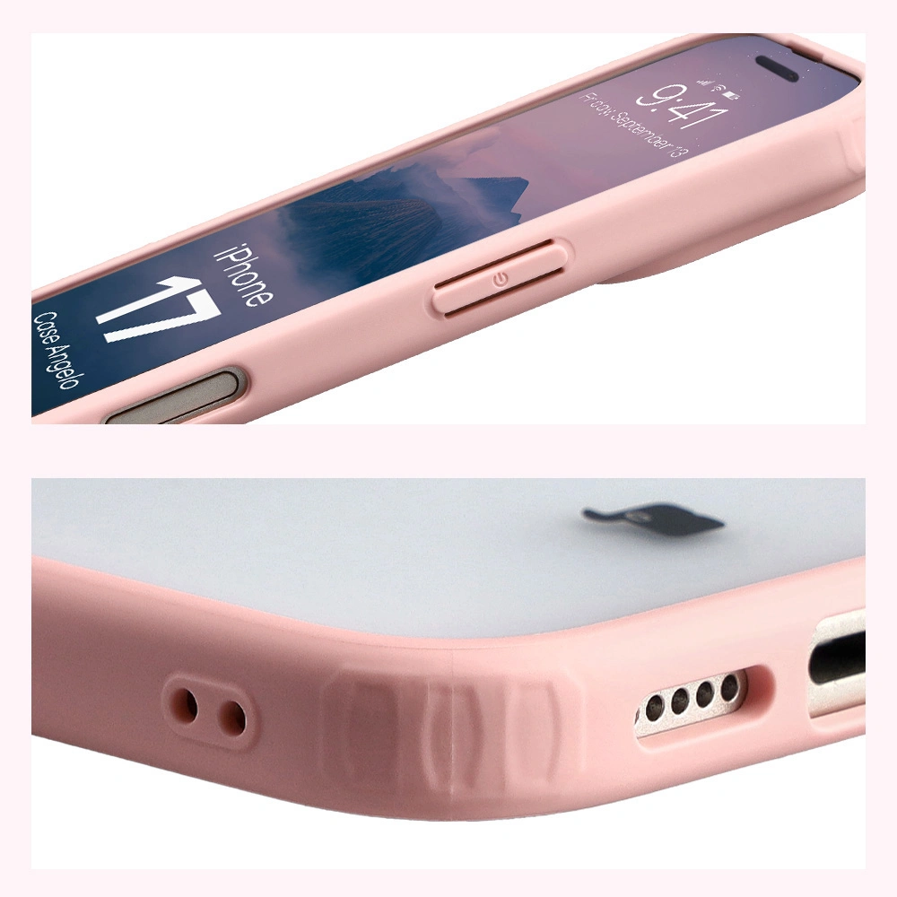 Colțuri întărite și margini ridicate ale ecranului în etui Bizon Case Angelo pentru Apple iPhone 17