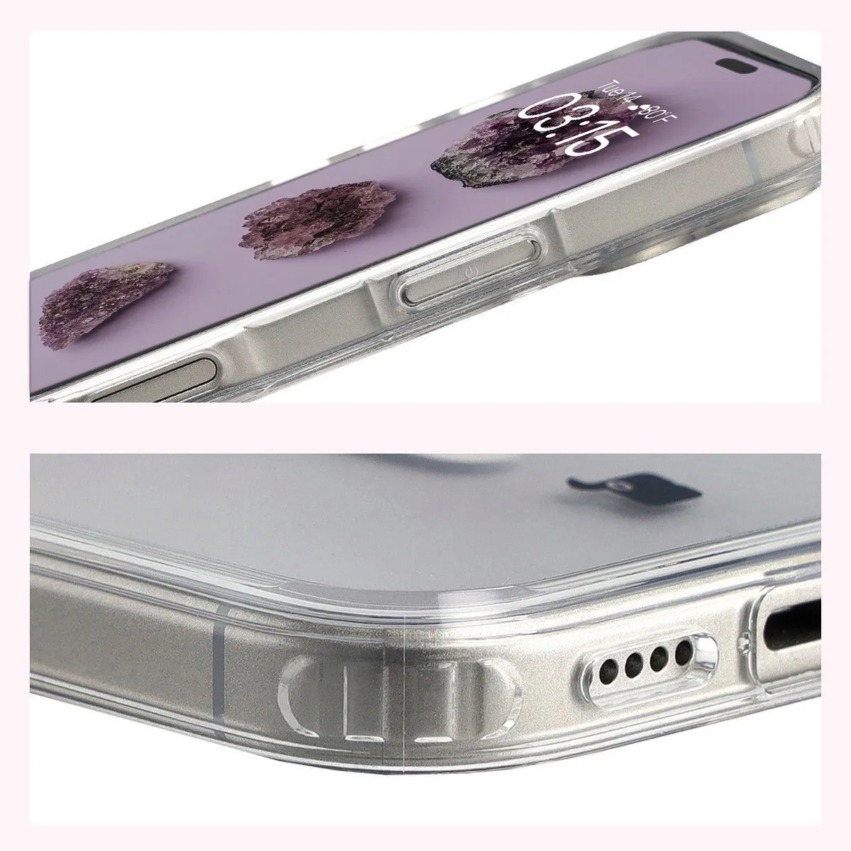Reinforced corners and raised edges of the screen in the Bizon Case CrystalO for Apple iPhone 17