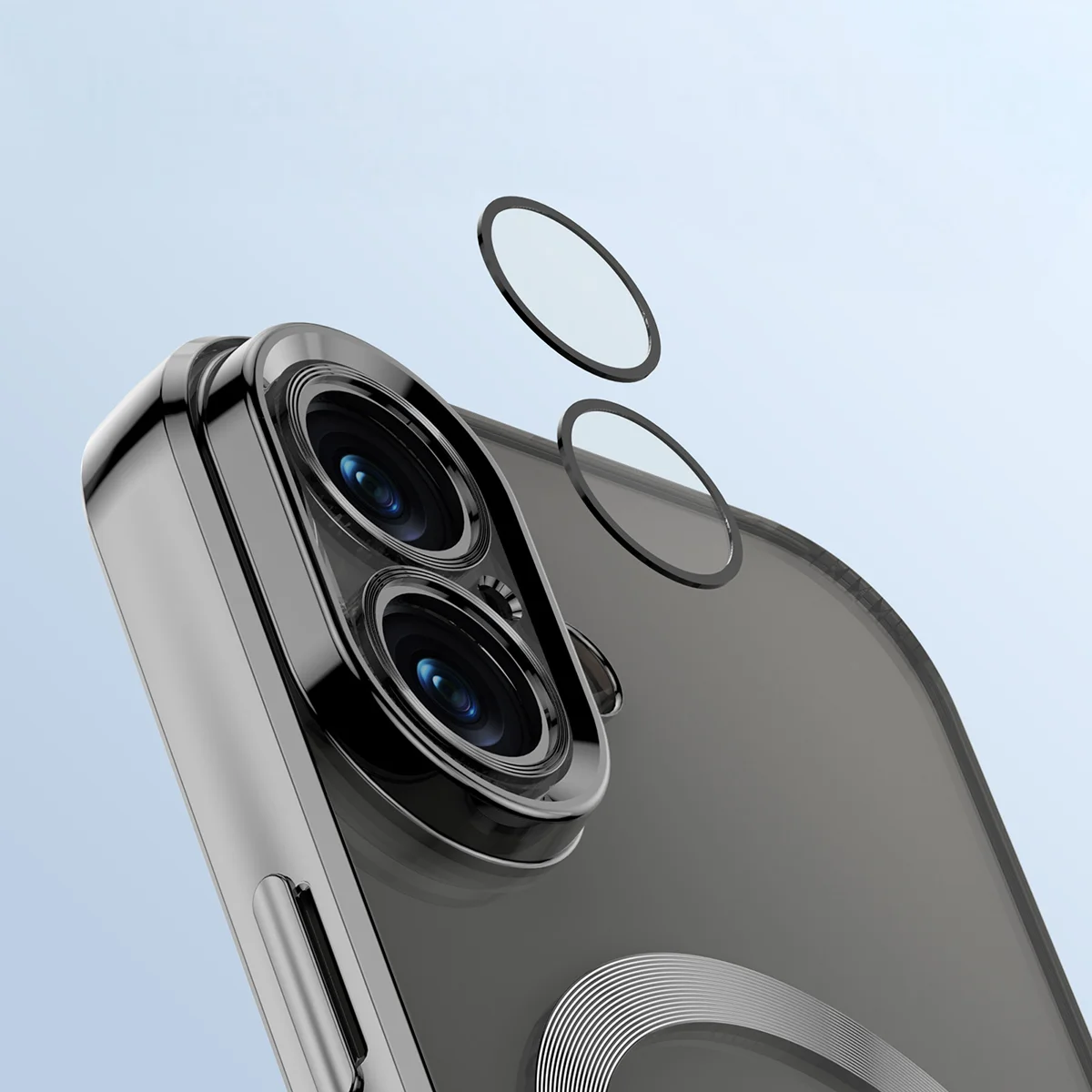 Metaliczna ramka, podniesione krawędzie i zintegrowane osłony w etui Bizon Case GuardO do Apple iPhone 17