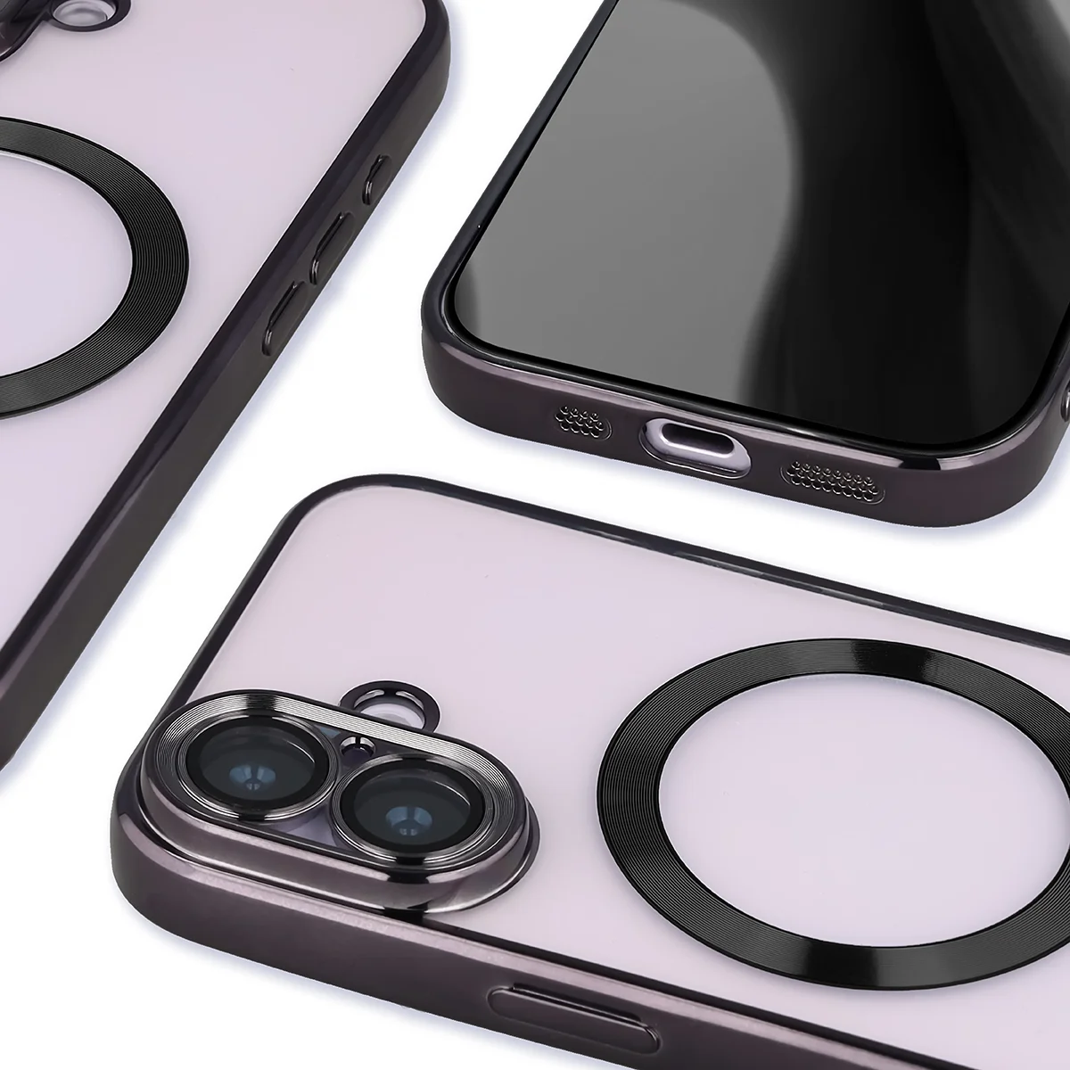 Close-up of the built-in camera protection in Bizon Case GuardO for Apple iPhone 17