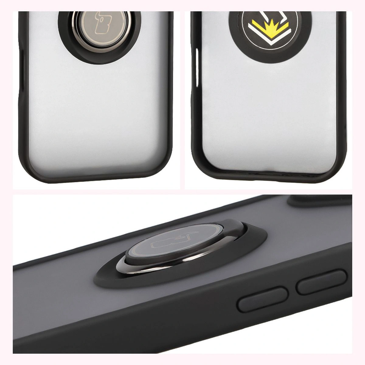 Properties of the Bizon Case Hybrid Ring for Apple iPhone 17: non-slip frame and matte design
